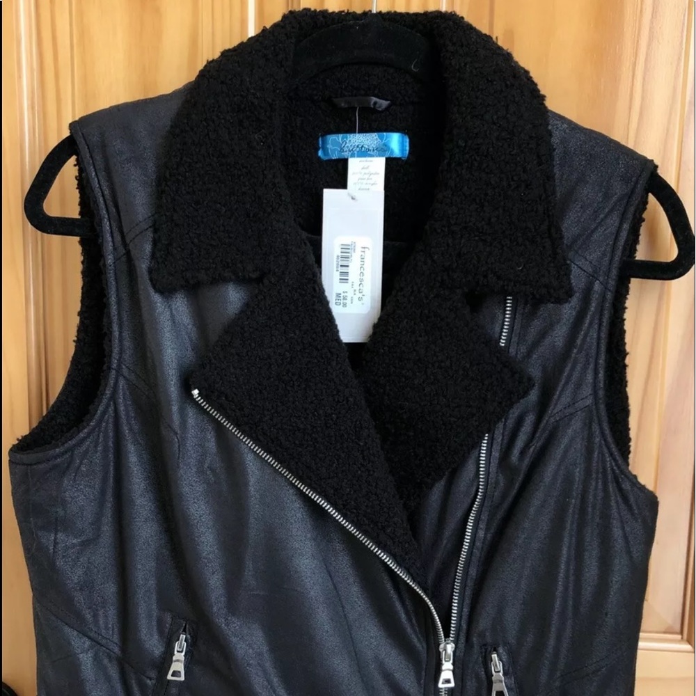 Francesca Faux Moto Vest Sz Med **RETAIL $58***